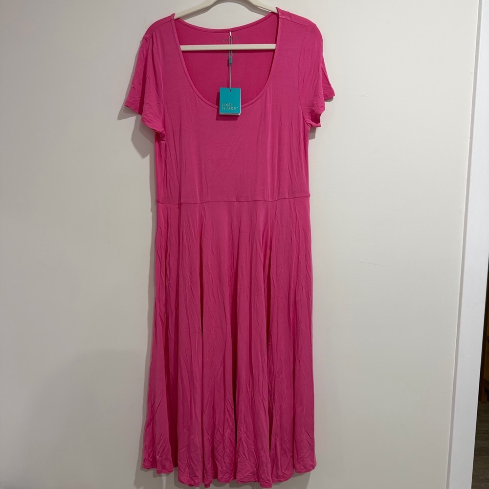 Posh Peanut Hot Pink Scoop Neck Midi Dress NWT